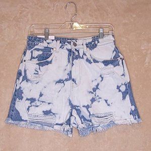 BP Womens Cut-Off Shorts Blue Bleached Wash Tie Dye Distressed Frayed Hem 29 New